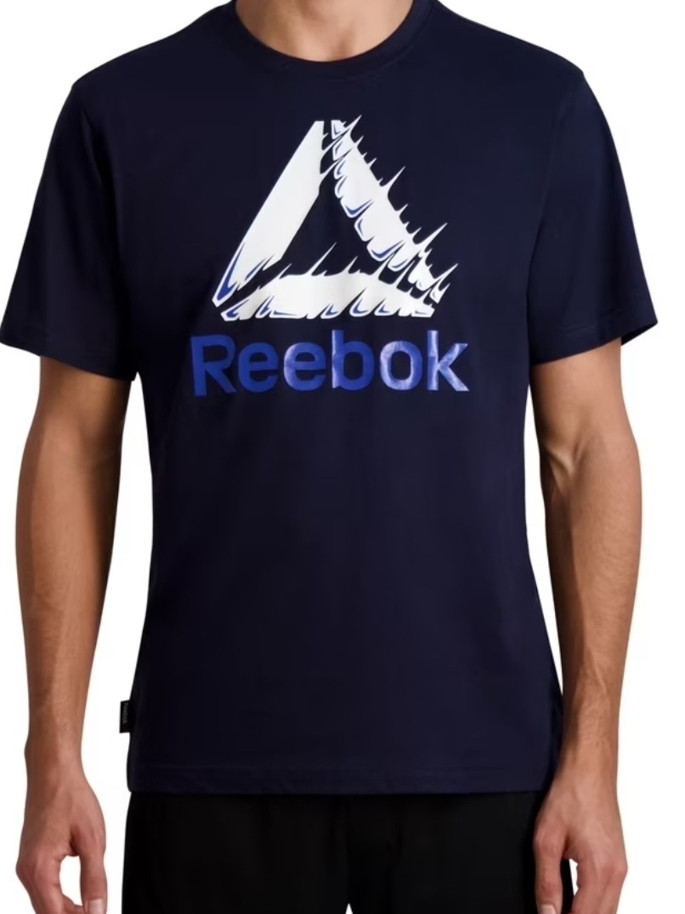 Reebok Navy Short-Sleeve Logo Tee with White Graphic